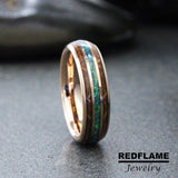 Blue Opal Whiskey Barrel Tungsten Ring- Custom Order