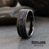 Double Guitar String Meteorite Nebula Tungsten Ring- Custom Order