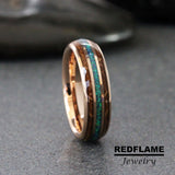 Blue Opal Whiskey Barrel Tungsten Ring- Custom Order