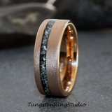 Meteorite  Rose gold Sandblasted Tungsten Carbide Ring