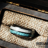 Turquoise Rainbow Moonstone Tungsten Ring- Custom Order