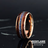 Alexandrite Dark Curly Hawaii Koa Wood Tungsten Ring- Custom Order