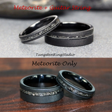 Meteorite Sandblasted Tungsten Ring Set