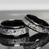 Black Rutilated Quartz Inlaid Black Tungsten Ring