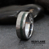 Natural Turquoise Hammered Tungsten Ring- Custom Order