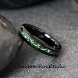 8mm Moss Agate Black Beveled Tungsten Ring 4mm 6mm 8mm