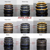 Dinosaur Bone Meteorite Tungsten Ring Set