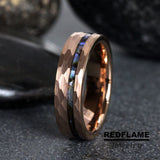 Abalone Rose Gold Hammered Tungsten Ring- Custom Order