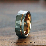 Hammered Silver Gray Tungsten Carbide Ring