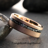 Meteorite  Rose gold Sandblasted Tungsten Carbide Ring