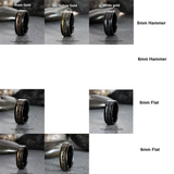 Meteorite Yellow Gold Strip Black Tungsten Carbide Ring