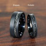 Meteorite Guitar String Sandblasted Black Tungsten Ring 4 mm