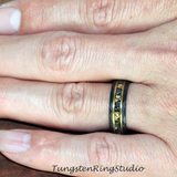 Meteorite Gold Leaf Gold Strips Hammered Ring Set