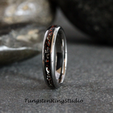 Dinosaur Bone Meteorite Tungsten Ring Set