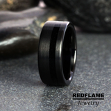 Crushed Black Tourmaline Tungsten Ring- Custom Order