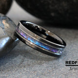 Alexandrite Crushed White Gold Stripes Tungsten Ring- Custom Order