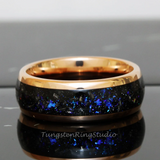 Meteorite Nebula Rose gold Tungsten Ring Set