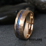 Alexandrite Crushed Rose gold Hammered Tungsten Ring- Custom Order