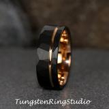 Black Hammered Tungsten Carbide Ring