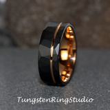 Black Hammered Tungsten Carbide Ring