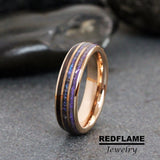 Alexandrite Amethyst Koa Wood Tungsten Ring- Custom Order