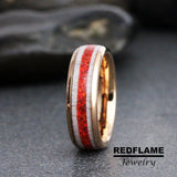 Red Opal Deer Antler Tungsten Ring- Custom Order