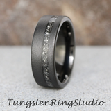 Meteorite Sandblasted Black Tungsten Carbide Ring