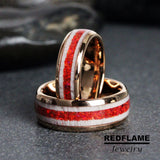 Red Opal Deer Antler Tungsten Ring- Custom Order