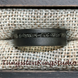 Meteorite Sandblasted Black Tungsten Carbide Ring