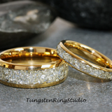 German Glass Tungsten Ring Set