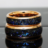 Meteorite Nebula Rose Gold Tungsten Ring