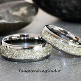 German Glass Tungsten Ring Set