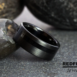 Crushed Black Tourmaline Tungsten Ring- Custom Order