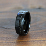 Meteorite Hammered Black Tungsten Carbide Ring