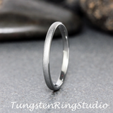 Silver Gray Sandblasted Tungsten Carbide Ring 2 mm