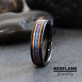 Alexandrite Crushed Flat Tungsten Ring- Custom Order