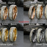 German Glass Flat Yellow Gold Tungsten Carbide Ring 4mm 6 mm 8mm