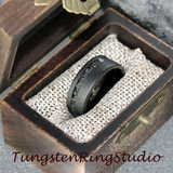 Meteorite Sandblasted Black Tungsten Carbide Ring