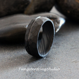 Black Damascus Hammered Black Ring