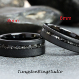 Meteorite Sandblasted Tungsten Ring Set