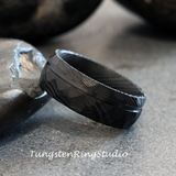 Black Damascus Hammered Black Ring