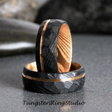 Black Damascus Hammered Ring