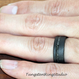 Meteorite Sandblasted Tungsten Ring Set