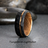 Black Damascus Hammered Ring