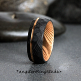 Black Damascus Hammered Ring