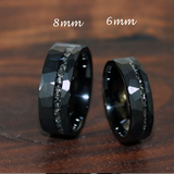 Meteorite Hammered Black Tungsten Carbide Ring