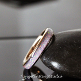 Crushed Lavender Purple Opal Inlaid Rose Gold Tungsten carbide Ring 4 mm