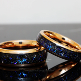 Meteorite Nebula Rose gold Tungsten Ring Set