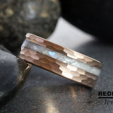 Rainbow Moonstone Hammered Ring- Custom Order