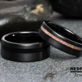 Crushed Black Tourmaline Tungsten Ring- Custom Order